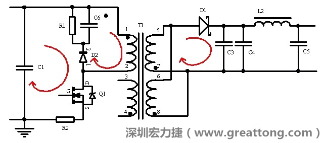 元件布局的時(shí)候，要優(yōu)先考慮高頻脈沖電流和大電流的環(huán)路面積，盡可能地減小,以抑制開(kāi)關(guān)電源的輻射干擾