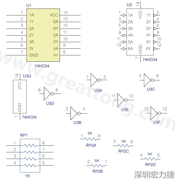 圖1 半導體元件供應商所畫的電路圖符號是模擬元件的接腳圖，而非訊號流程。