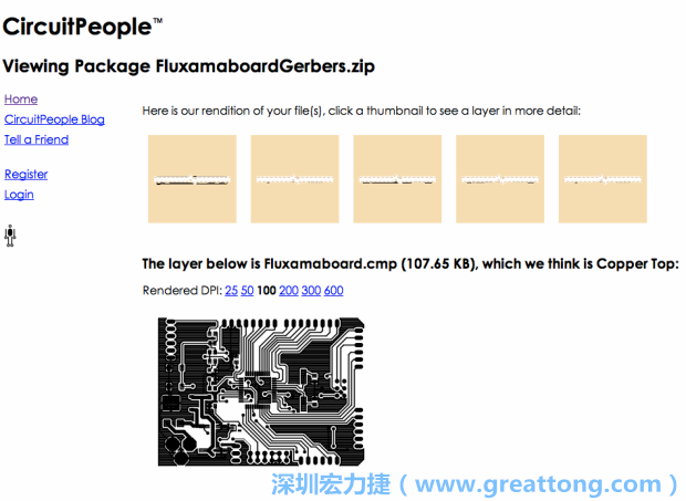 預覽Gerber格式中最簡單的方式是使用來自Circuit People的免費線上工具。