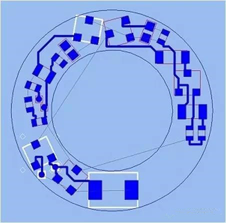 (b)基于最佳形狀的自動(dòng)布線器(完成了56.3%的導(dǎo)線布線)；