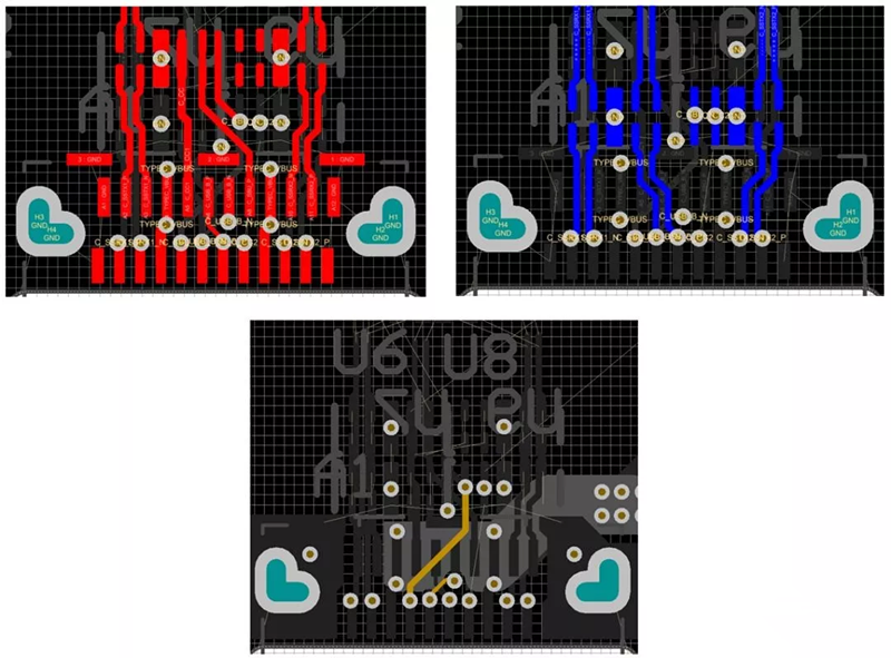 對(duì)SBU，USB2和CC1/2等信號(hào)做以下布線處理